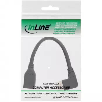 InLine DisplayPort 1.4 -adapterikaapeli M/F, 8K4K, kulma oikealle, musta/kulta