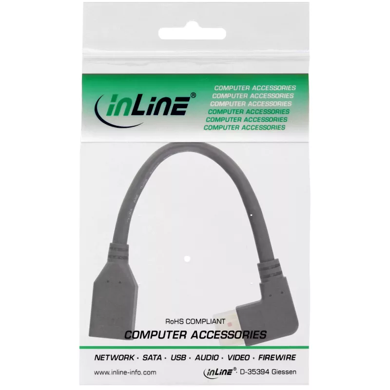 InLine DisplayPort 1.4 -adapterikaapeli M/F, 8K4K, kulma oikealle, musta/kulta