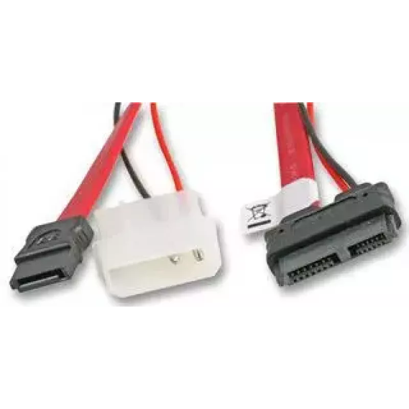 Akasa AK-CB050-40 SATA-yhdistelmäkaapeli, Slimline SATA - SATA / Molex, 0,4 m