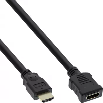 InLine HDMI-kaapeli, High-Speed-HDMI-kaapeli, uros/naaras, musta, kultaiset koskettimet, 3 m