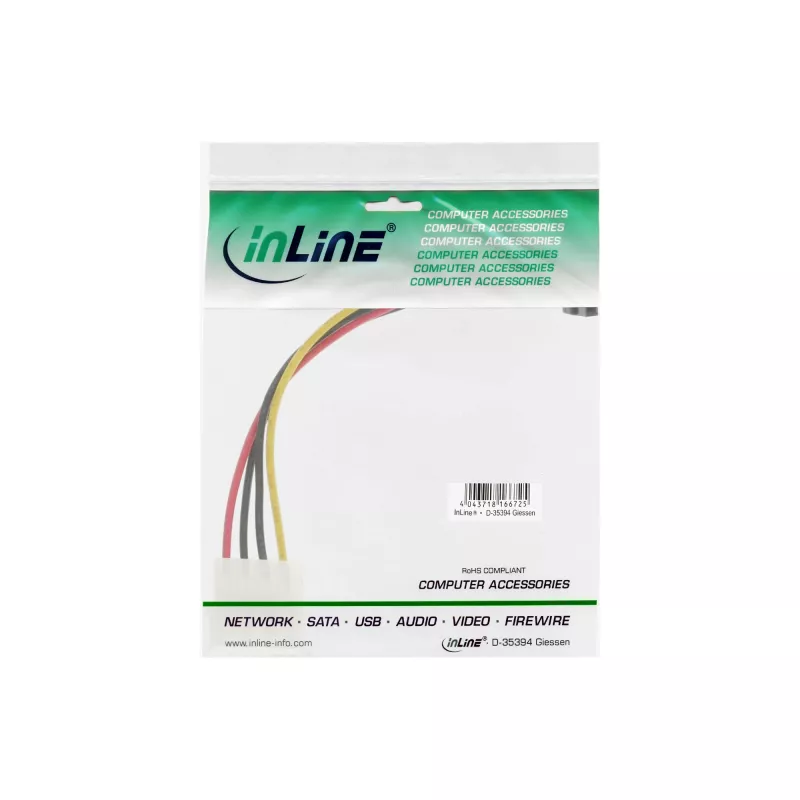 InLine SATA-virtasovitinkaapeli 1x 4-pin naaras / 15-pin-SATA ylöspäin kulma 29670X