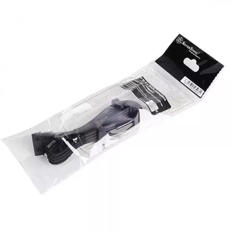SilverStone SST-PP07-BTSB 4-pinninen Molex – 4x SATA jatkokaapeli, 300 mm, musta