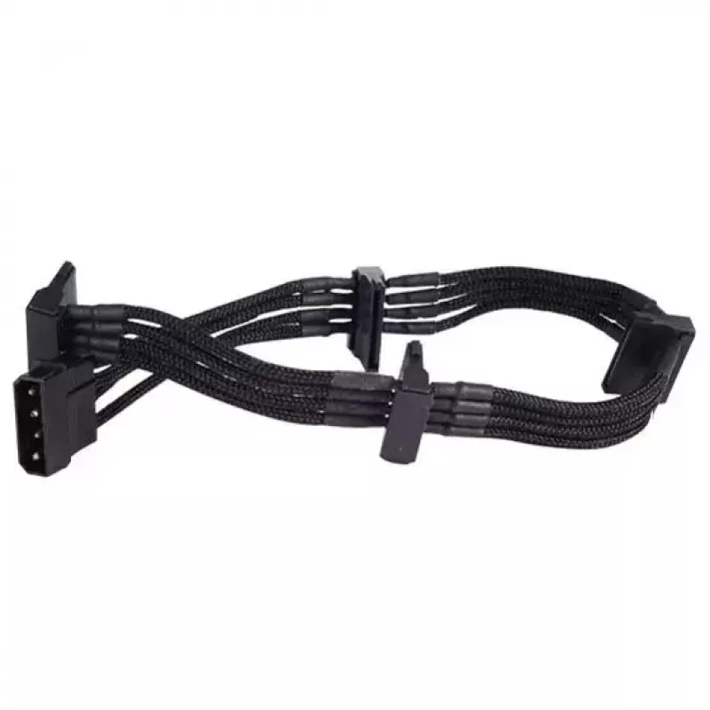 SilverStone SST-PP07-BTSB 4-pinninen Molex – 4x SATA jatkokaapeli, 300 mm, musta
