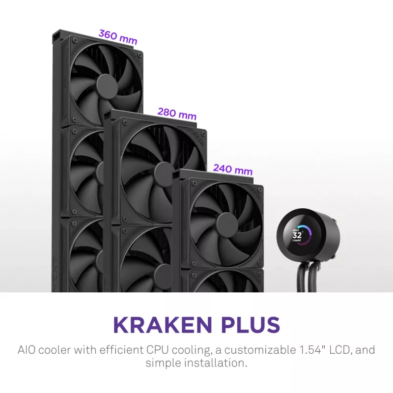 Yhdistelmänestejäähdytin NZXT Kraken Plus 360 12 cm musta Fluid Dynamic Bearing