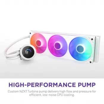 Yhdistelmänestejäähdytin NZXT Kraken Plus 360 RGB valkoinen 500–2400 kierr./min