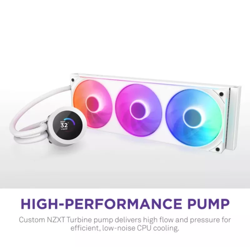 Yhdistelmänestejäähdytin NZXT Kraken Plus 360 RGB valkoinen 500–2400 kierr./min