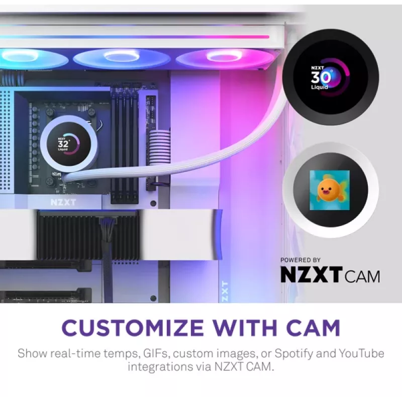 Yhdistelmänestejäähdytin NZXT Kraken Plus 360 RGB valkoinen 500–2400 kierr./min