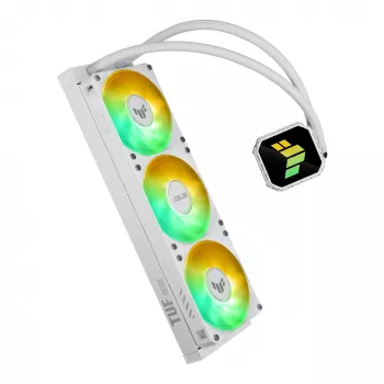 All-in-One-nestekylmä ASUS TUF Gaming LC III 360 ARGB White Edition – 360 mm, 120 mm:n tuuletin, tuki LGA1700/1200, AM4/AM5