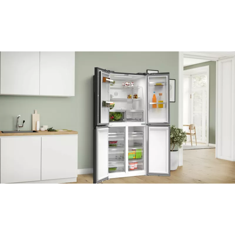 Bosch Serie 4 KMC85LBEA Side-by-Side-jääkaappi, vapaasti seisova, 547 l, musta