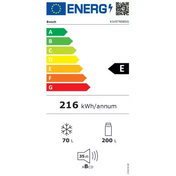 Bosch Serie 2 KIV87NSE0 jää-pakastinyhdistelmä kalusteisiin asennettava 270 l valkoinen
