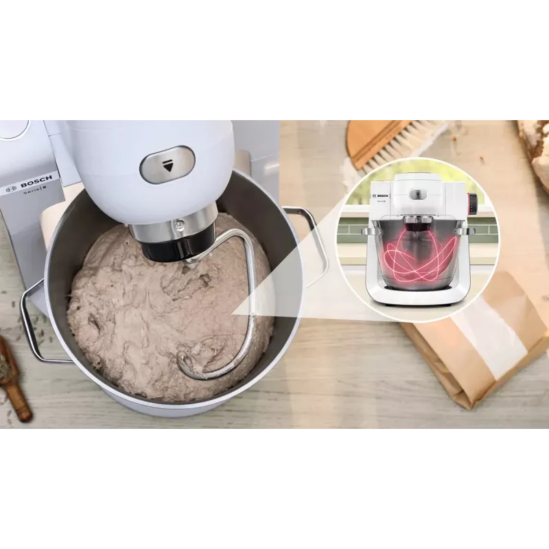 Bosch Serie 6 MUMS6EW22 yleiskone, 1600 W, konditoriasetti, tehosekoittimen lisäosa, valkoinen/ruostumaton teräs