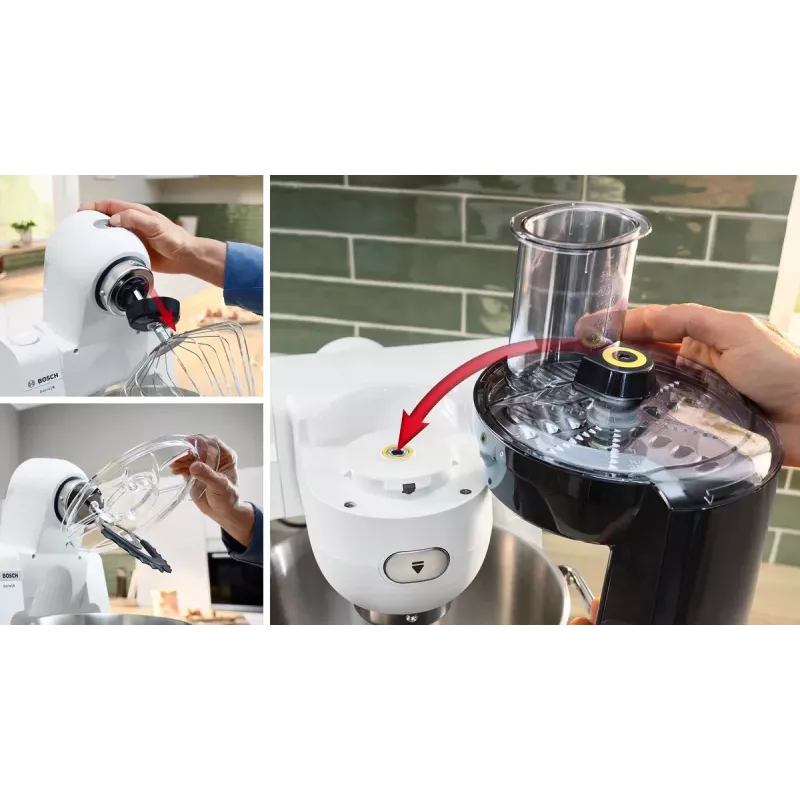 Bosch Serie 6 MUMS6EW22 yleiskone, 1600 W, konditoriasetti, tehosekoittimen lisäosa, valkoinen/ruostumaton teräs