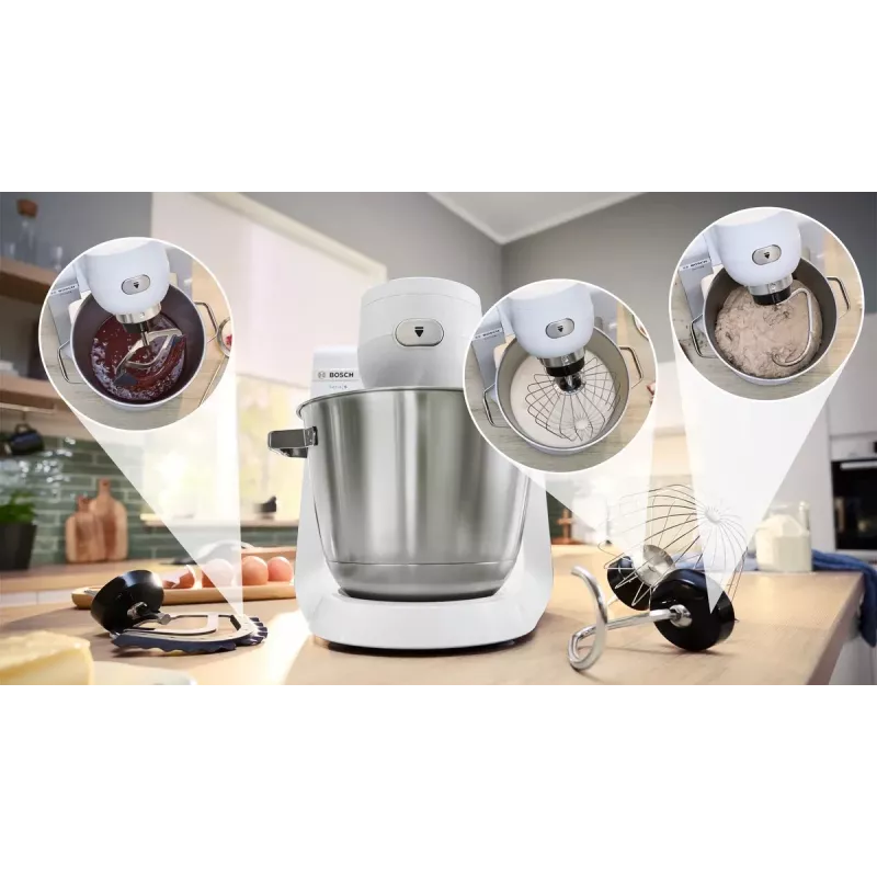 Bosch Serie 6 MUMS6EW22 yleiskone, 1600 W, konditoriasetti, tehosekoittimen lisäosa, valkoinen/ruostumaton teräs