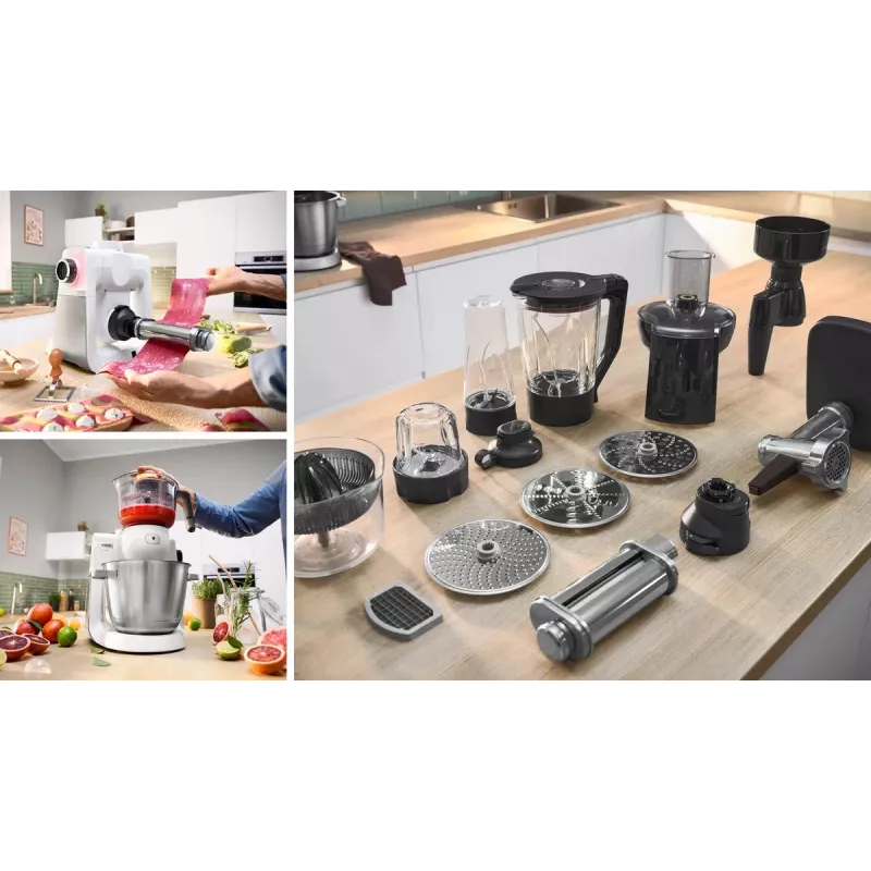 Bosch Serie 6 MUMS6EW22 yleiskone, 1600 W, konditoriasetti, tehosekoittimen lisäosa, valkoinen/ruostumaton teräs