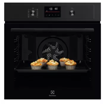 Kalusteisiin asennettava sähköuuni Electrolux EOD4P57H — 72 l, pyrolyyttinen itsepuhdistus, höyry ja kiertoilma, grilli 2300W, musta