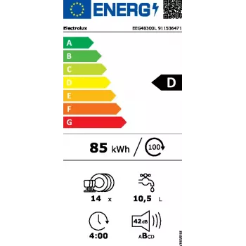 Electrolux EEG48300L kalusteisiin asennettava astianpesukone — 14 astiastoa, 42 dB, 60 cm