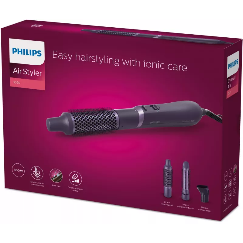 Hiustenmuotoilusetti Philips 3000 series BHA305/00 — 800 W, 3 lämpötasoa, 3 päätä, violetti