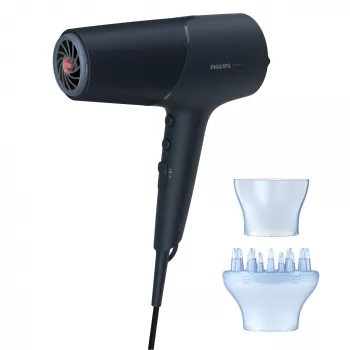 Hiustenkuivaaja Philips BHD512/00 2300 W, 6 lämpö-/nopeustasoa, ioninen, diffuusori ja keskitin, laivastonsininen
