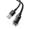 USB-latauskaapeli Baseus Gem P10373003111-00, 1 m, 2,4 A, nylonpäällyste, Lightning, USB-A, musta