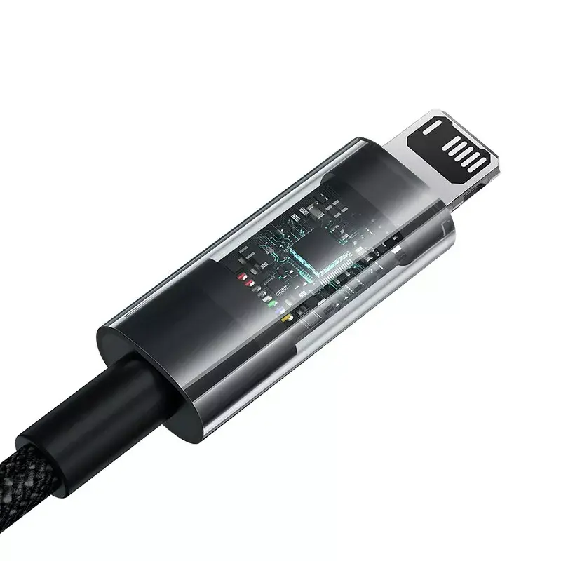 USB-latauskaapeli Baseus Gem P10373003111-00, 1 m, 2,4 A, nylonpäällyste, Lightning, USB-A, musta