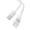 USB-latauskaapeli Baseus Gem P10373003211-00, 1 m, 2,4 A, Lightning/USB-A, valkoinen, nylonpäällyste