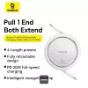 BASEUS Free2pull Expandable USB C To Ip Ligtning Fast Charging kaapeli 1 M 20 W valkoinen