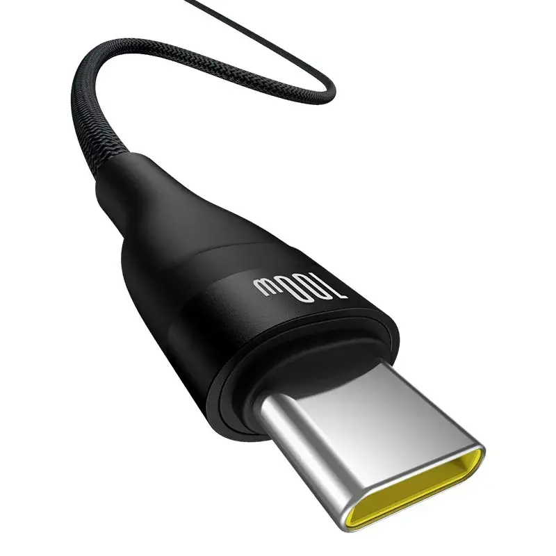 USB-A–USB-C-kaapeli Baseus Flash 2 1m 100W musta, USB PD, 480 Mbit/s, nailon