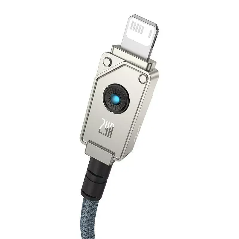 USB-A–Lightning-kaapeli Baseus 1 m 5 V 2,4 A valkoinen, USB PD, 480 Mbit/s