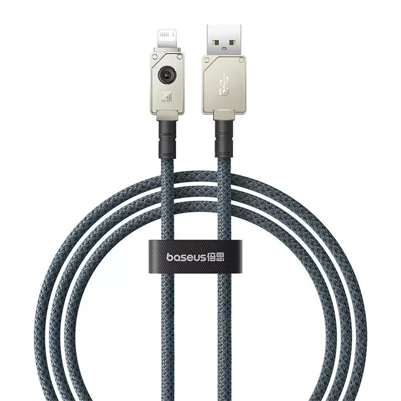 USB-A–Lightning-kaapeli Baseus 1 m 5 V 2,4 A valkoinen, USB PD, 480 Mbit/s