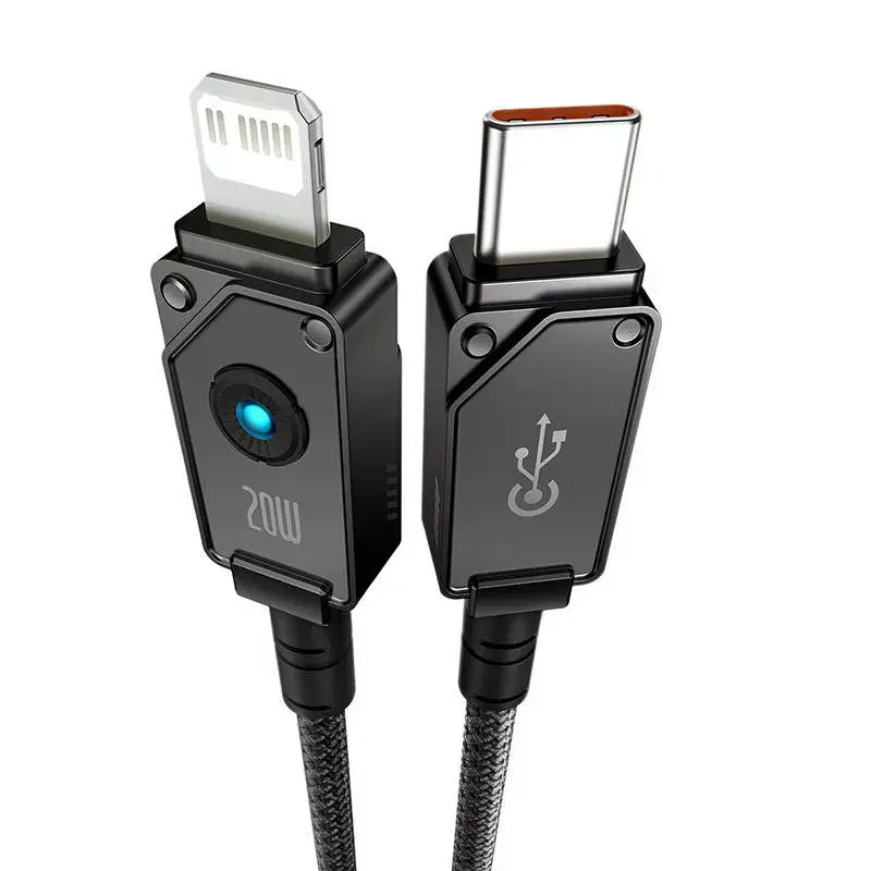 USB-C–Lightning-kaapeli Baseus Unbreakable 1m 20W – aramidi, 480 Mbit/s, musta