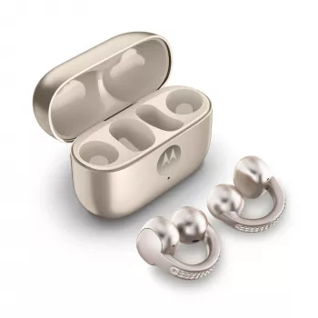Headset Motorola Moto Buds Loop Bluetooth Ear-Clip-On binaural, Dolby Atmos, Bluetooth 5.0, ANC, 8 h toisto, latauskotelo 520 mAh, beige
