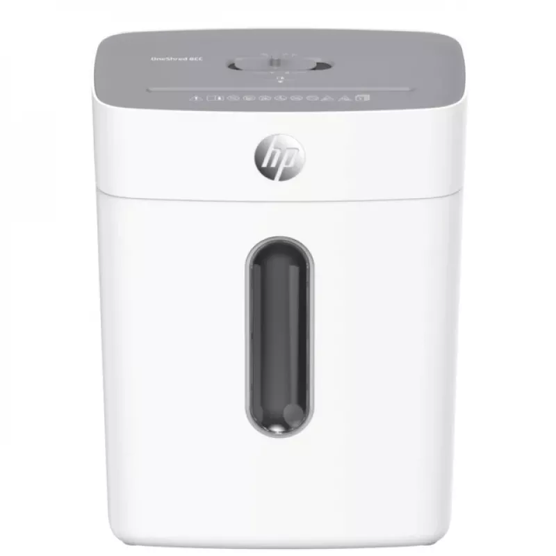 HP OneShred 8CC 2801 paperinsilppuri, mikrosilppu 5x18 mm, P-4, 8 arkkia, 15 l, 68 dB, vaaleanharmaa