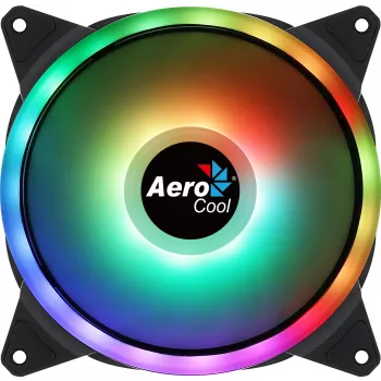 Aerocool DUO14 PC-tuuletin 14cm ARGB LED Dual Ring tärinänvaimennus 6-Pin musta