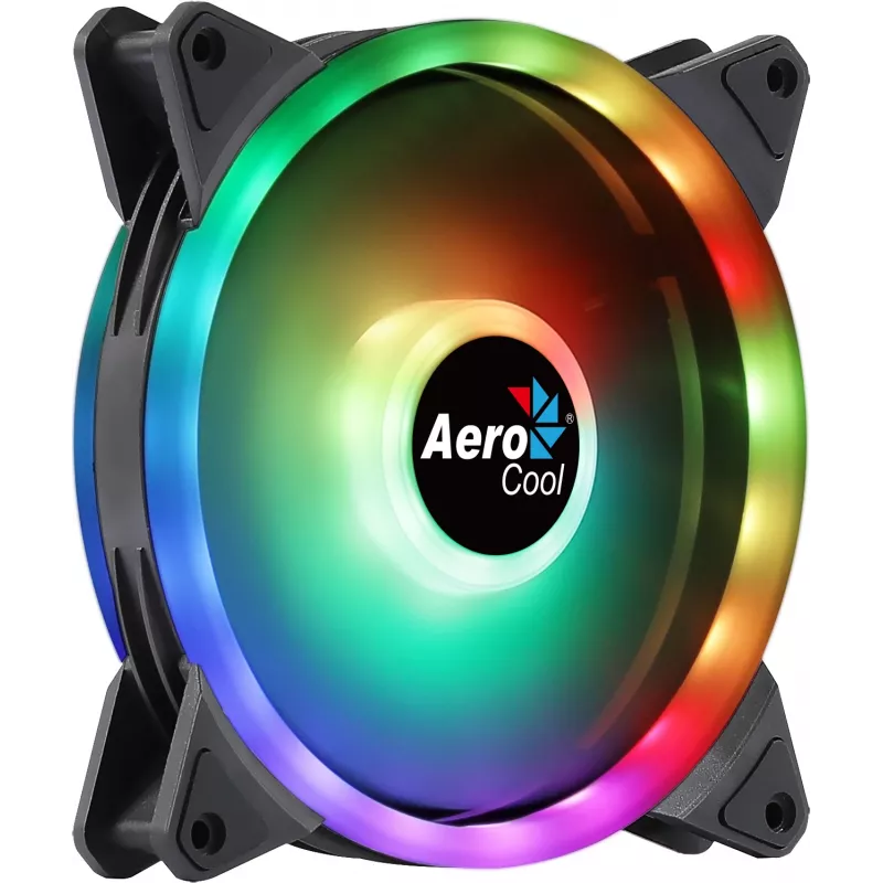 Aerocool DUO14 PC-tuuletin 14cm ARGB LED Dual Ring tärinänvaimennus 6-Pin musta