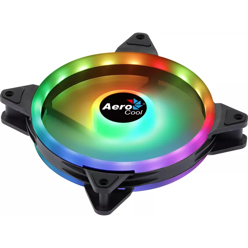Aerocool DUO14 PC-tuuletin 14cm ARGB LED Dual Ring tärinänvaimennus 6-Pin musta