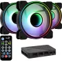 Aerocool MIRAGE12PRO sarja 3xTuuletin PC 12cm ARGB 6 Pins Hub hiljainen musta