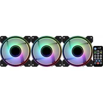 Aerocool MIRAGE12PRO sarja 3xTuuletin PC 12cm ARGB 6 Pins Hub hiljainen musta