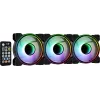 Aerocool MIRAGE12PRO sarja 3xTuuletin PC 12cm ARGB 6 Pins Hub hiljainen musta