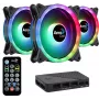 Aerocool DUO12PRO sarja 3x tuuletin 12 cm ARGB LED Dual-Ring tärinänvaimennus 6 Pins, musta