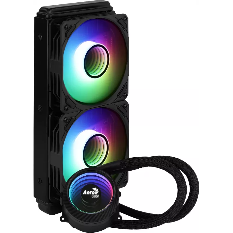 Aerocool PGS Mirage L240 ARGB prosessorin nestejäähdytin, 2300 r/min, 4-pinninen, musta