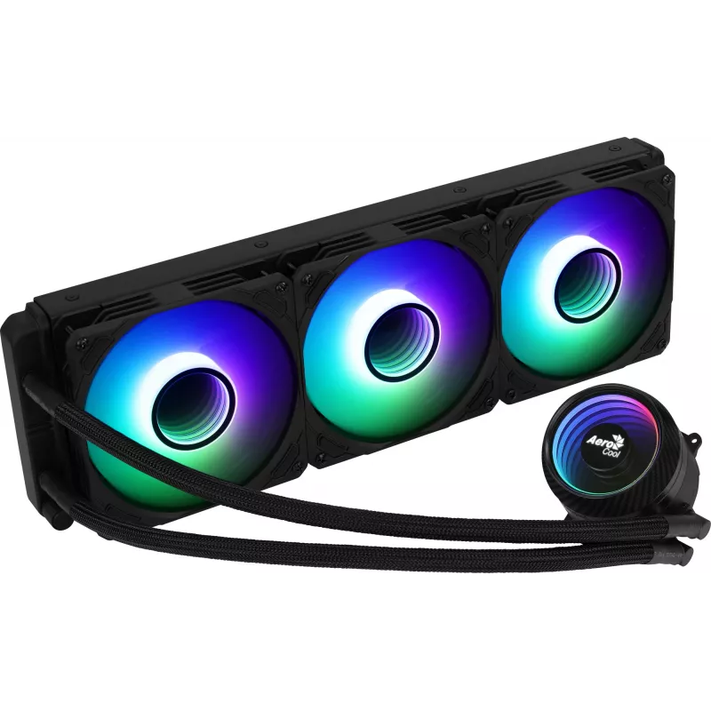 Aerocool MIRAGEL360 neste-CPU-jäähdytys 3x12cm ARGB-tuuletin TDP 550W musta