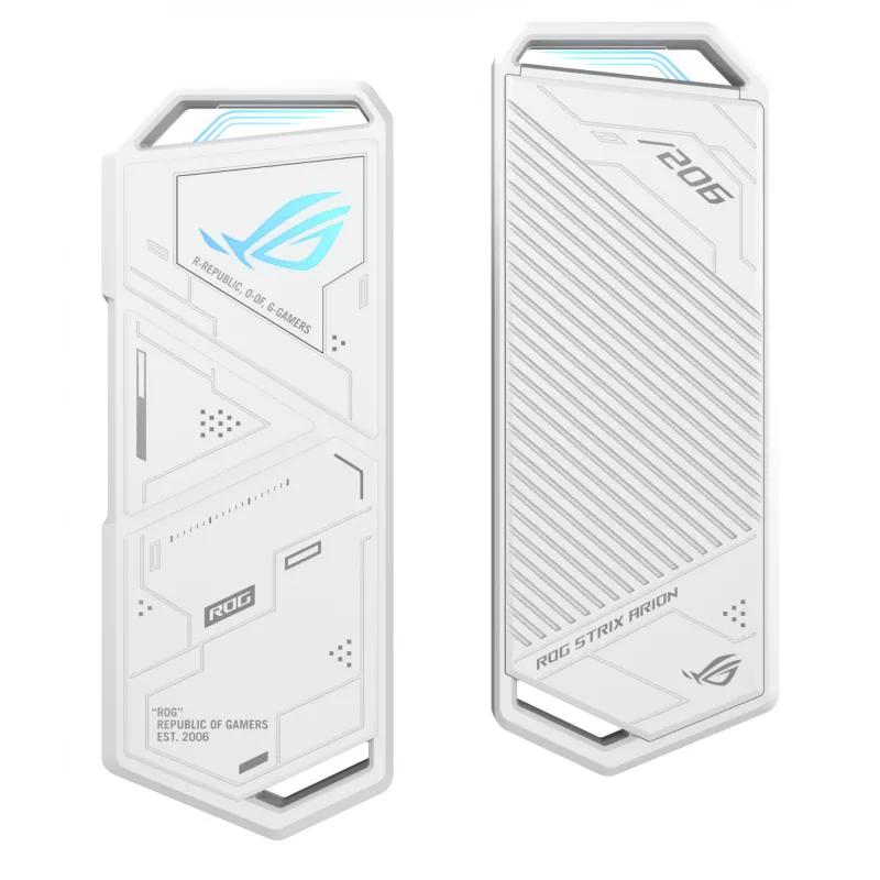 SSD-kotelo ASUS ROG Strix Arion White Edition — M.2 PCIe, USB Type-C 10 Gbit/s, yhdelle SSD-asemalle