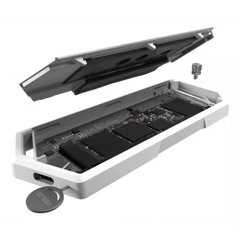SSD-kotelo ASUS ROG Strix Arion White Edition — M.2 PCIe, USB Type-C 10 Gbit/s, yhdelle SSD-asemalle