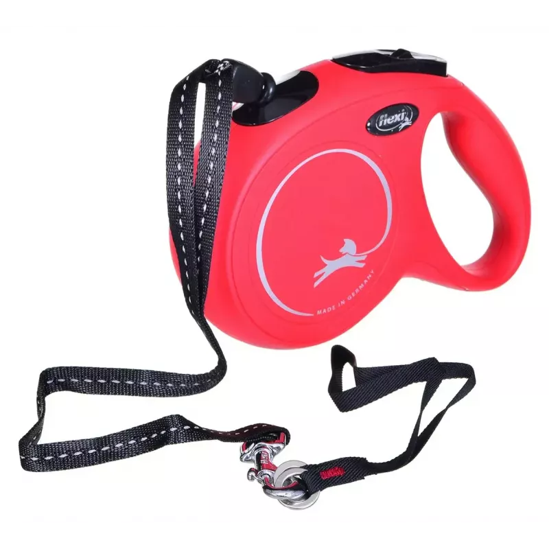 Flexi New Classic M joustohihna koiralle, 8 m naru, enintään 20 kg, punainen