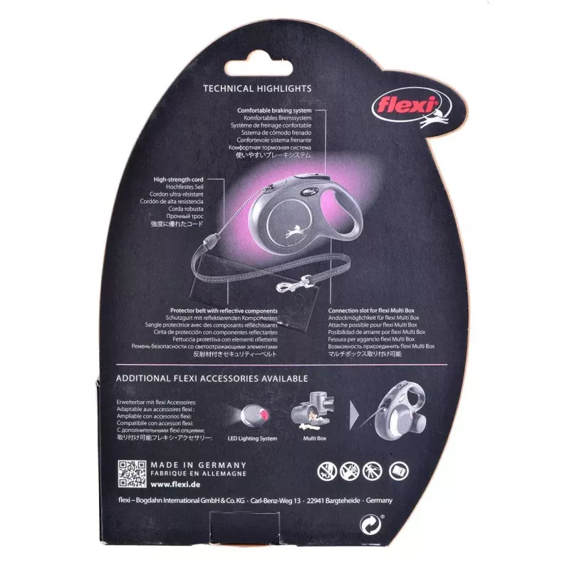 Flexi New Classic M joustohihna koiralle, 8 m naru, enintään 20 kg, punainen
