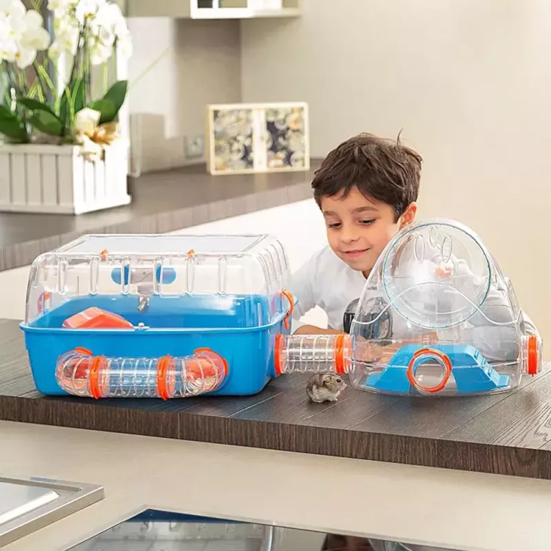 Häkki FERPLAST Combi 2 hamstereille, sininen läpinäkyvä, B795×T295×H263 mm, teknopolymeeri