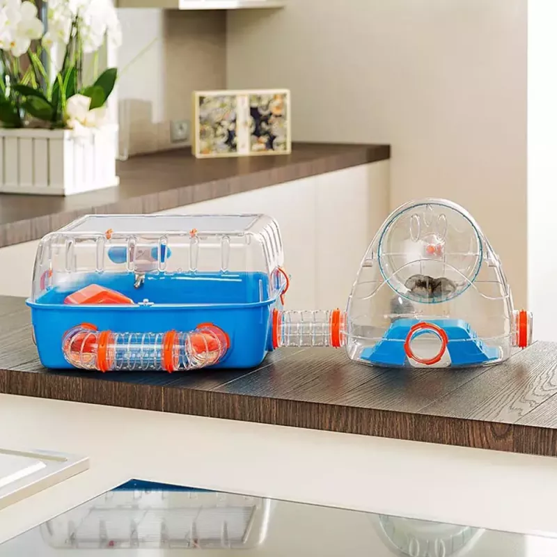 Häkki FERPLAST Combi 2 hamstereille, sininen läpinäkyvä, B795×T295×H263 mm, teknopolymeeri