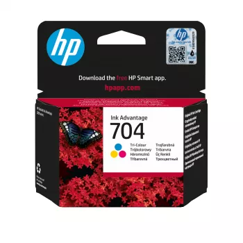 HP 704 Tri-color -alkuperäinen Ink Advantage -mustekasetti, syaani, magenta, keltainen, 1 kpl, 200 sivua