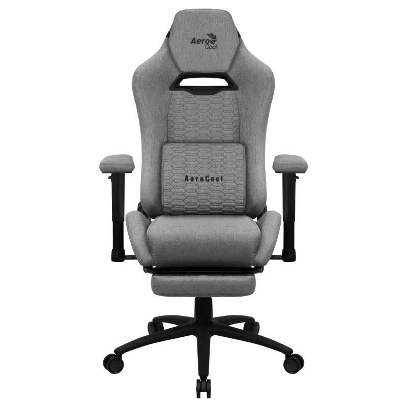 Aerocool ROYALASHGR premium-ergonominen pelituoli jalkatuella Aeroweave-teknologia harmaa