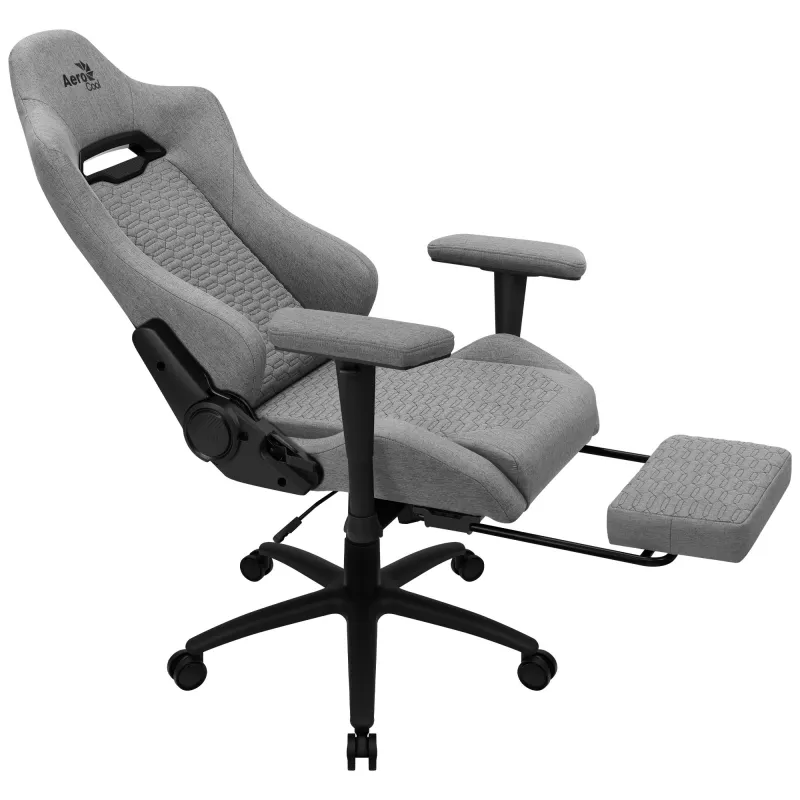 Aerocool ROYALASHGR premium-ergonominen pelituoli jalkatuella Aeroweave-teknologia harmaa